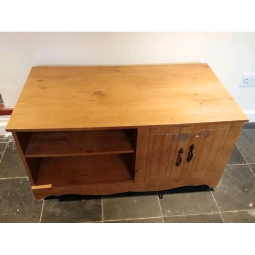 TV unit, wooden, 2 shelves and a cupboard