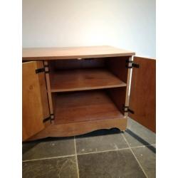 TV unit, wooden, 2 shelves and a cupboard