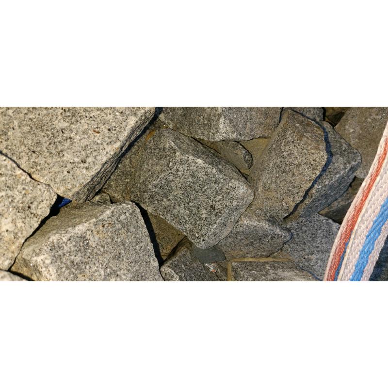 55p per block -500-600 Granite Cobbles-Silver grey 100mm x 100mm .NEW.