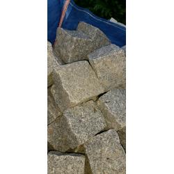 55p per block -500-600 Granite Cobbles-Silver grey 100mm x 100mm .NEW.