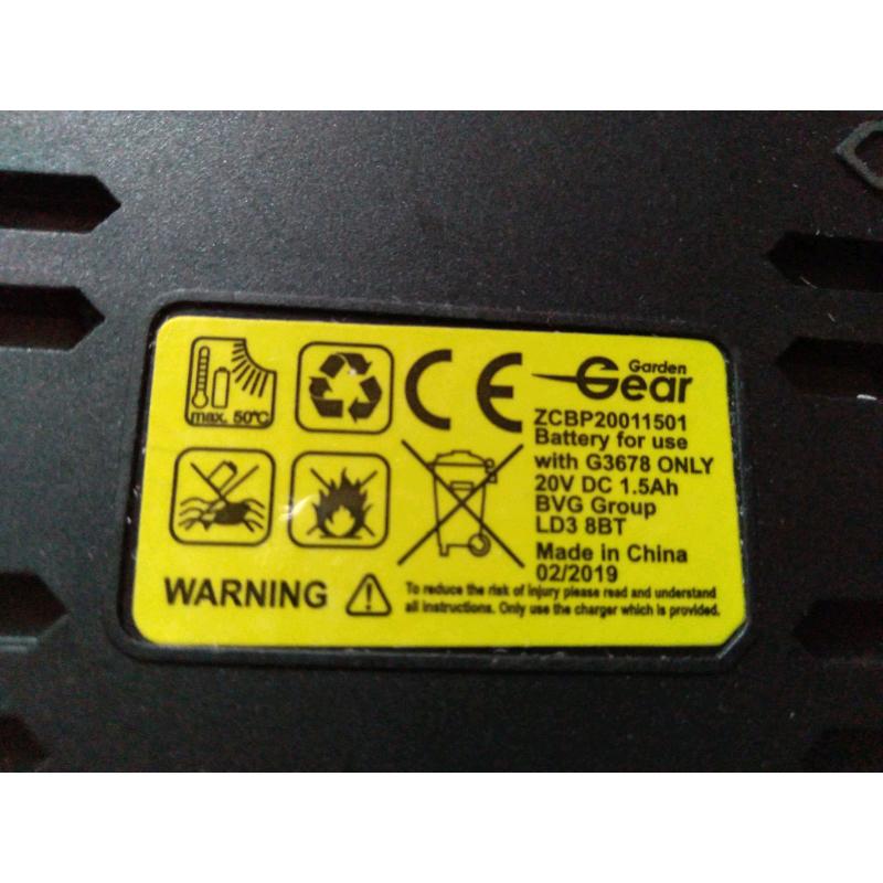 20v 1.5Ah battery Garden Gear