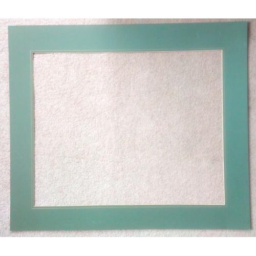 Large green border mount for picture framing, approx 66 x 58 cm external, 53 x 42.5 cm internal.