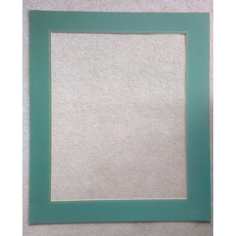 Large green border mount for picture framing, approx 66 x 58 cm external, 53 x 42.5 cm internal.