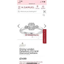 Palladium 1/3 Carat Diamond Ring