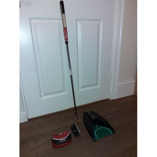 Golf putter and putting machine