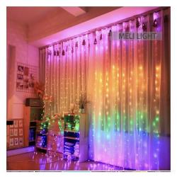 Warm white n multicoloured curtain lights