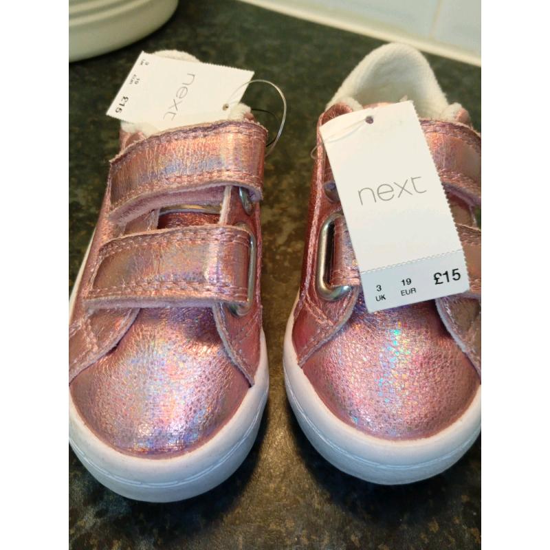 PINK NEXT BABY TRAINERS SIZE 3